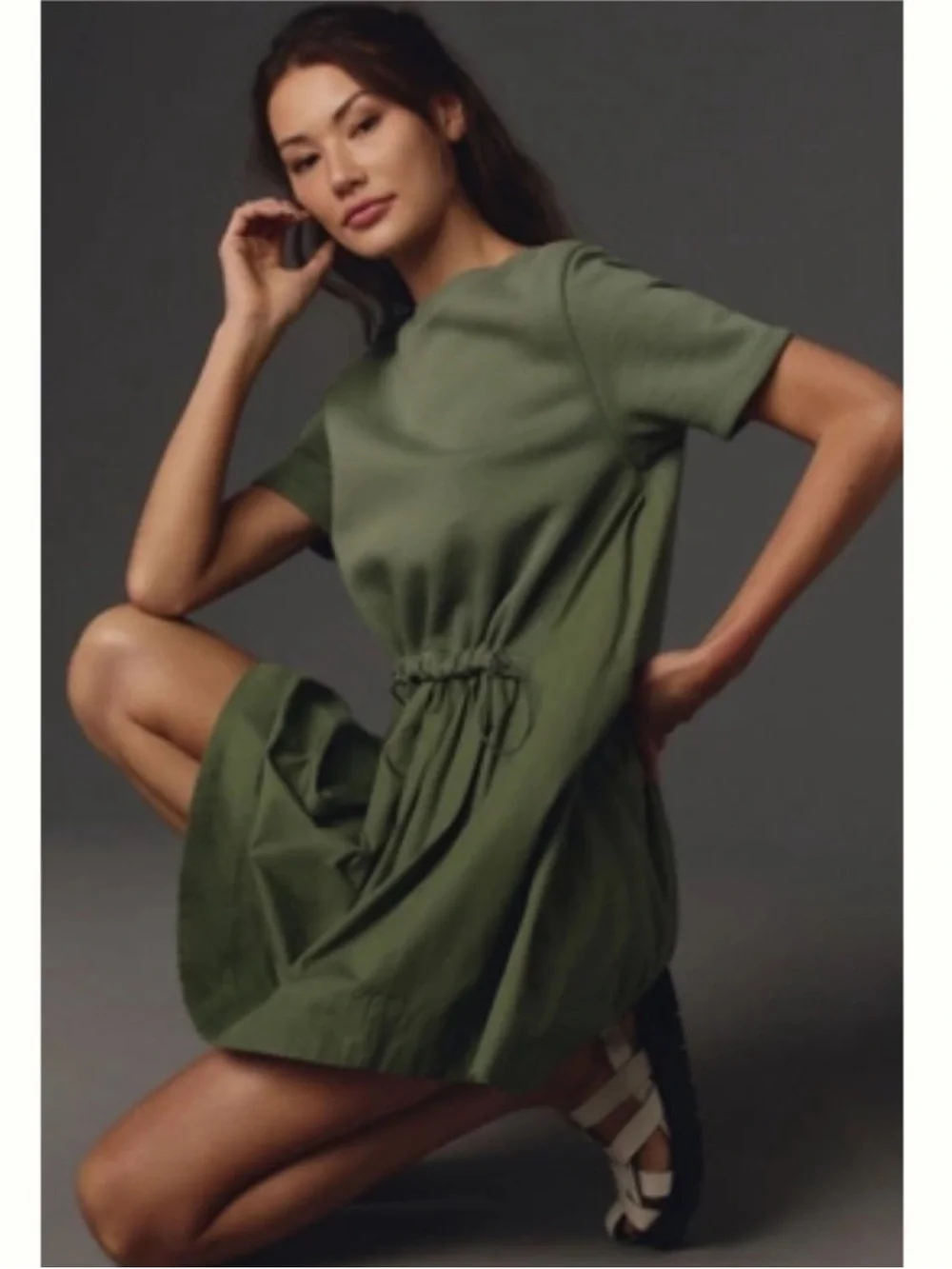PILCRO by ANTHROPOLOGIE Short Sleeve Twofer Mini Dress Green size Small - Picture 2 of 9